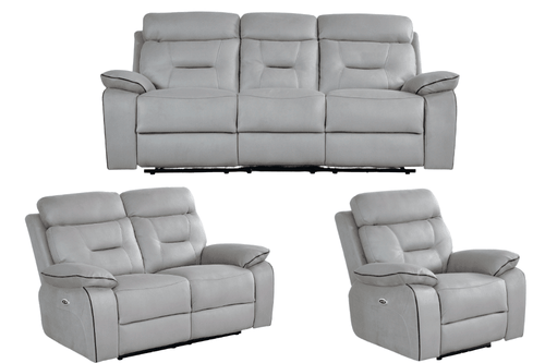 Foster Light Grey Fabric Electric Recliner 3+2+1 Seater Sofa Set