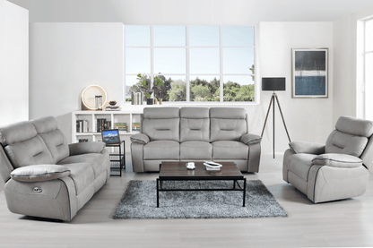 Modern Foster Light Grey 3+2+1 Electric Recliner Sofa Set in fabric upholstery – FurnitureInStore