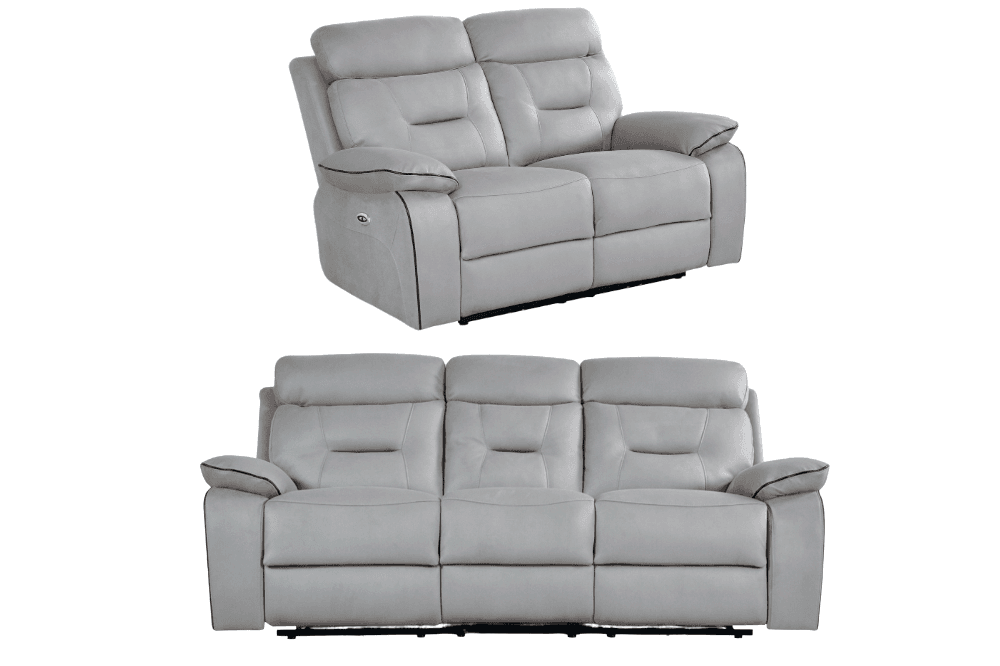 Foster Light Grey Fabric Electric Recliner 3+2 Seater Sofa  Set