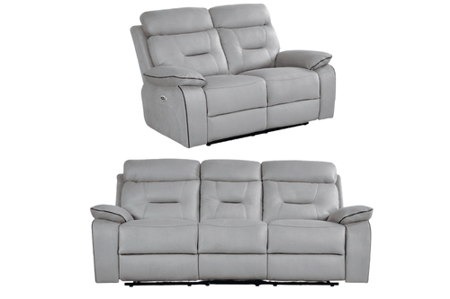 Foster Light Grey Fabric Electric Recliner 3+2 Seater Sofa  Set