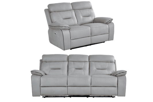 Foster Light Grey Fabric Electric Recliner 3+2 Seater Sofa  Set