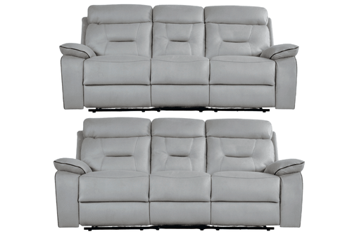 Foster Light Grey Fabric Electric Recliner 3+3 Seater Sofa Set