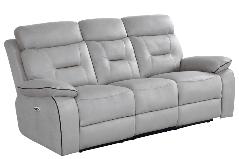 Foster Light Grey Fabric Electric Recliner 3 Seater Sofa - Furniture Instore