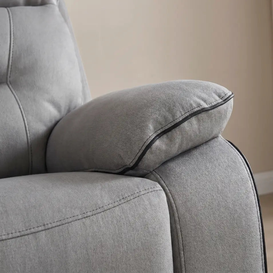 Foster Light Grey Fabric Electric Recliner 3 Seater Sofa - Furniture Instore