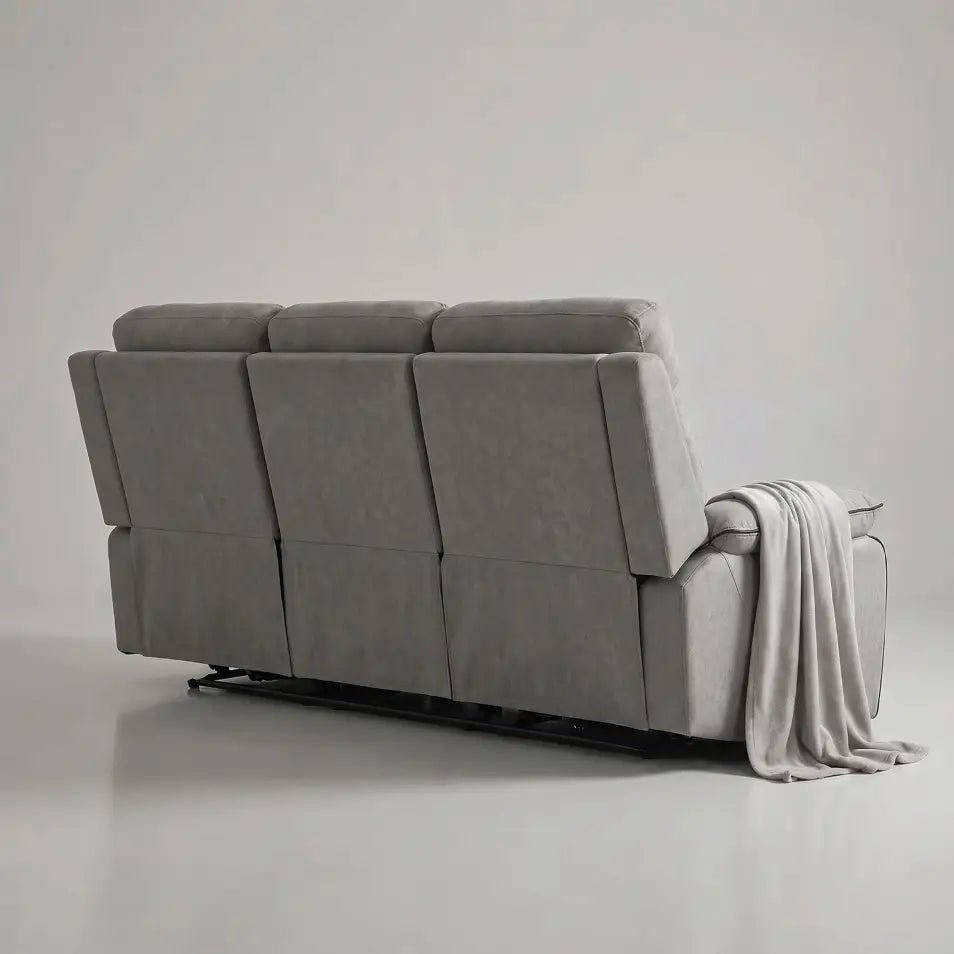 Foster Light Grey Fabric Electric Recliner 3 Seater Sofa - Furniture Instore