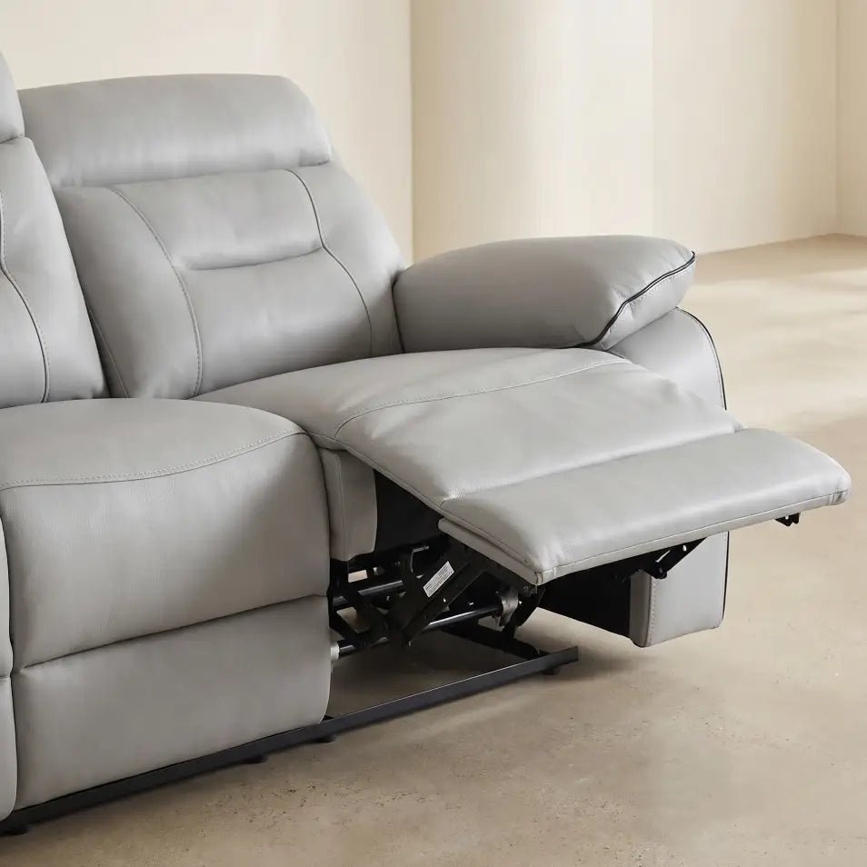 Foster Light Grey Fabric Electric Recliner 3 Seater Sofa - Furniture Instore