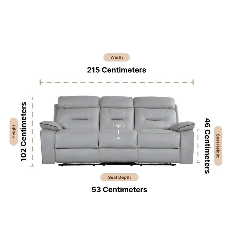 Foster Light Grey Fabric Electric Recliner 3 Seater Sofa - Furniture Instore