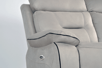 Close-up of the Foster Light Grey Fabric Electric Recliner 3-Seater Sofa – FurnitureInStore