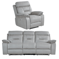Foster Light Grey Fabric Electric Recliner 3+1 Seater Sofa  Set