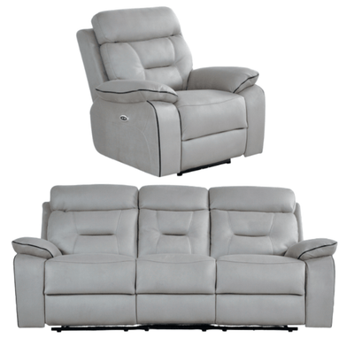 Foster Light Grey Fabric Electric Recliner 3+1 Seater Sofa  Set