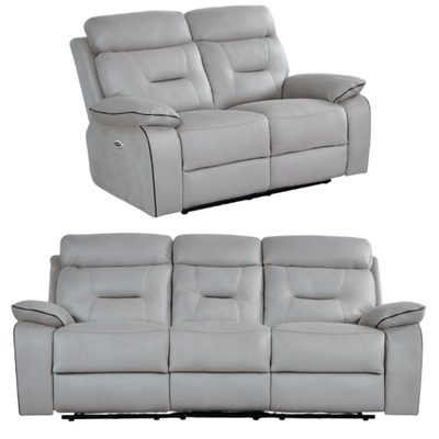 Foster Light Grey Fabric Electric Recliner 3+2 Seater Sofa  Set