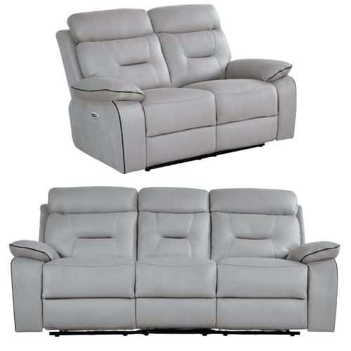 Foster Light Grey Fabric Electric Recliner 3+2 Seater Sofa  Set
