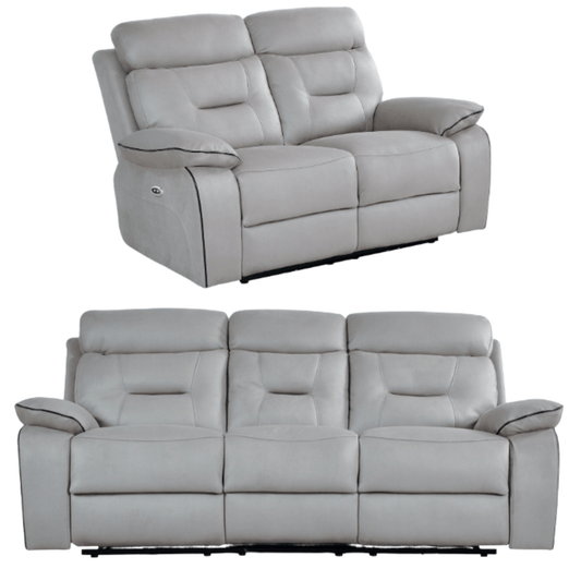Gray reclining sofa set on a white background