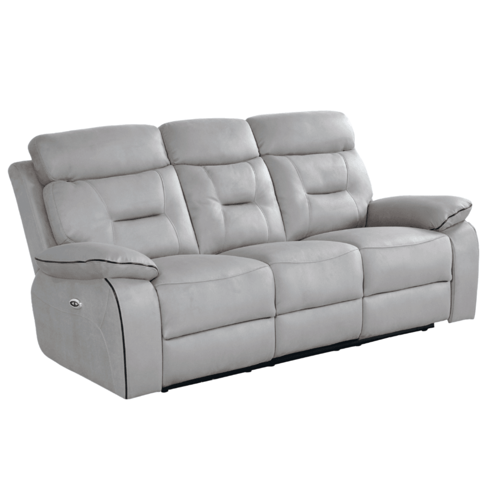 Gray reclining sofa on a white background