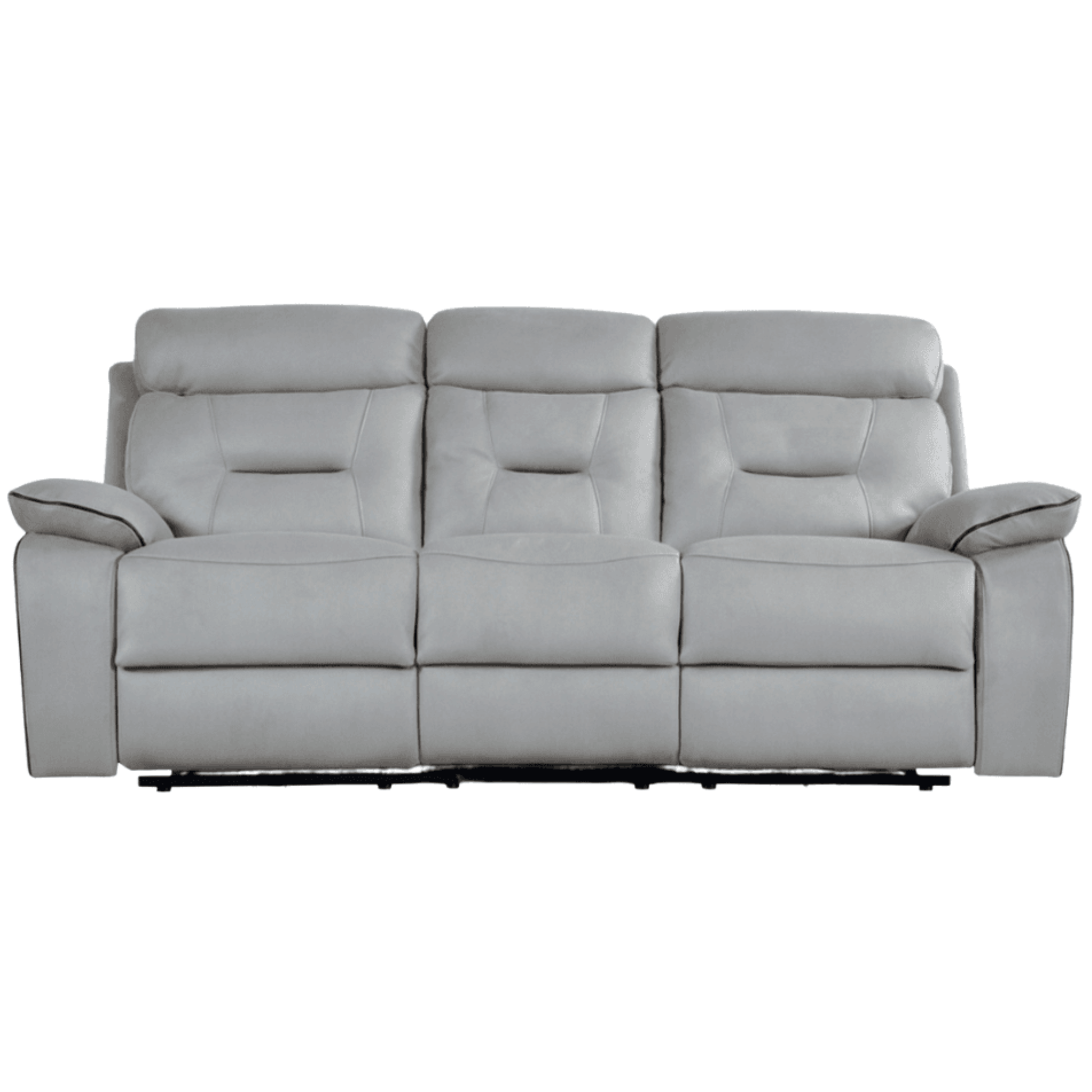 Gray leather sofa on a white background
