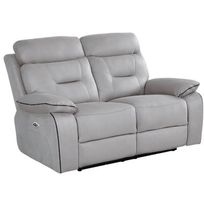 Foster Light Grey Fabric Electric Recliner 2 Seater Sofa