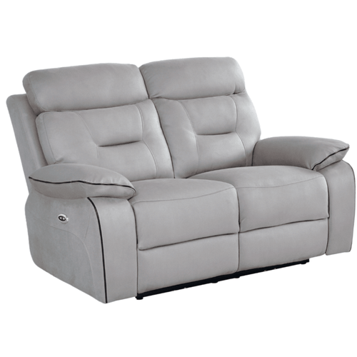 Foster Light Grey Fabric Electric Recliner 2 Seater Sofa
