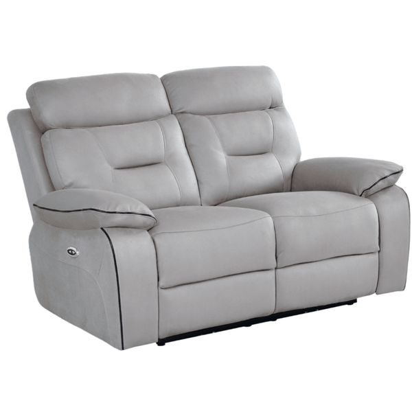 Foster Light Grey Fabric Electric Recliner 2 Seater Sofa