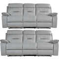 Foster Light Grey Fabric Electric Recliner 3+3 Sofa Set