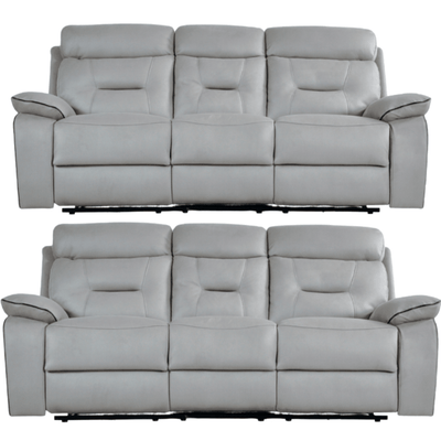 Foster Light Grey Fabric Electric Recliner 3+3 Seater Sofa Set