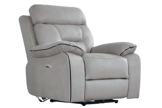 Foster Light Grey Fabric Electric Recliner Armchair - Furniture Instore