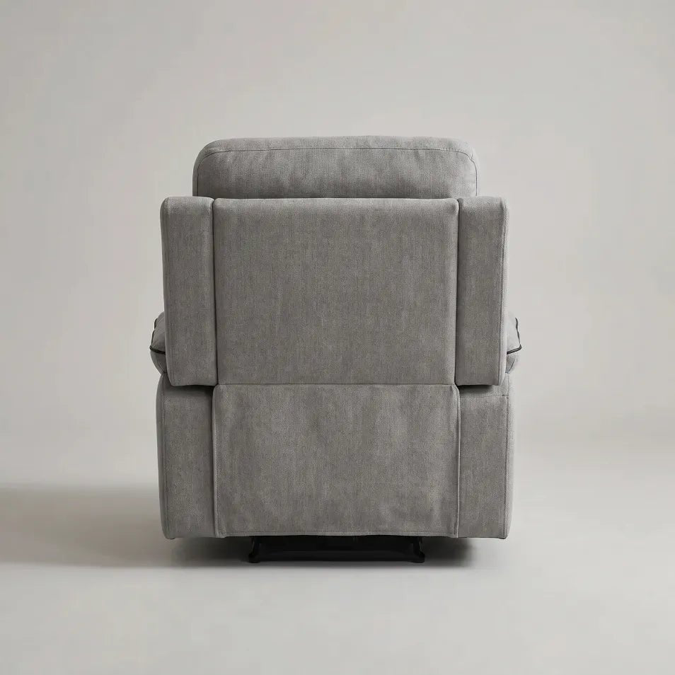 Light grey fabric electric recliner armchair