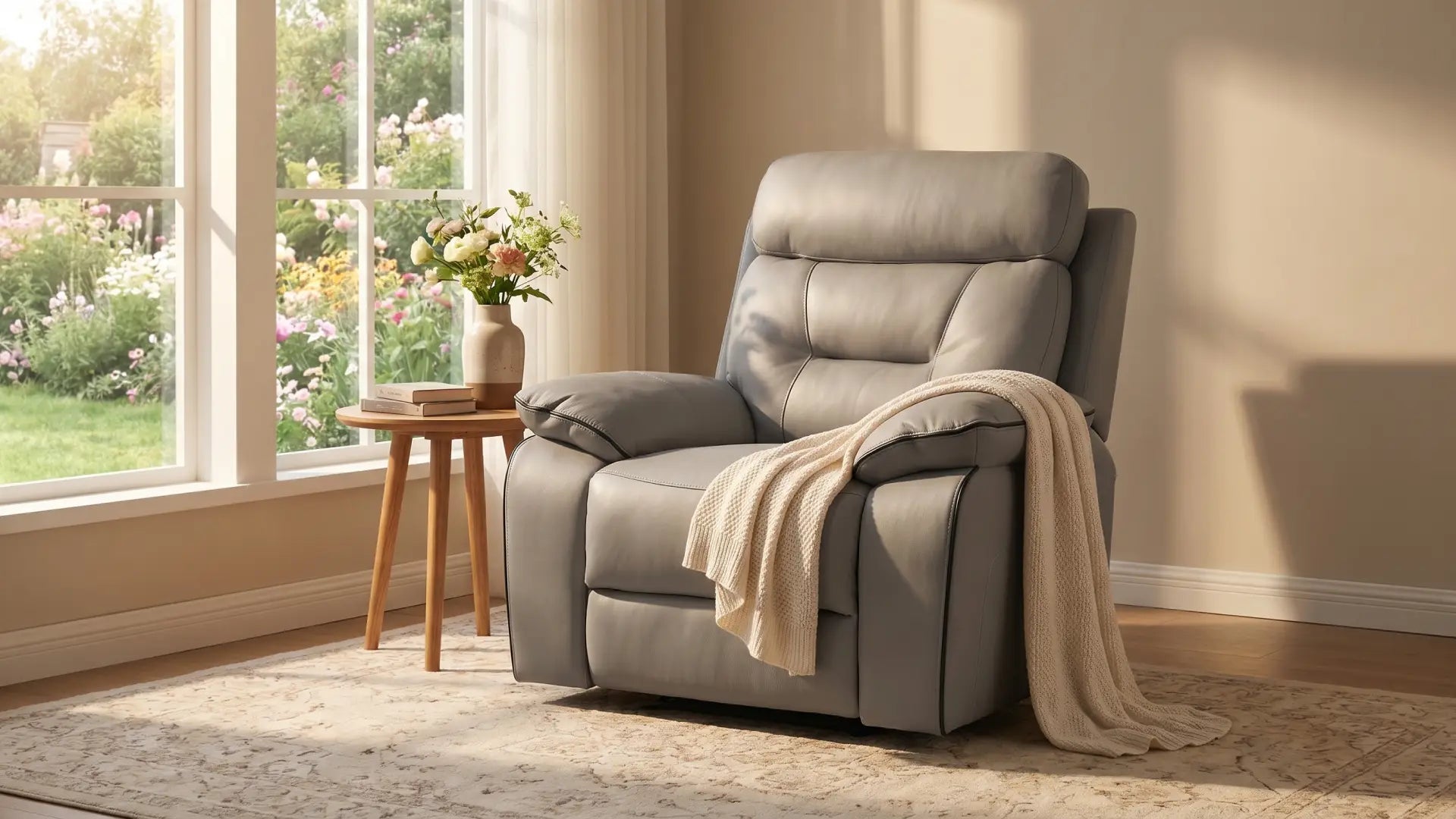 Foster Light Grey Fabric Electric Recliner Armchair - Furniture Instore