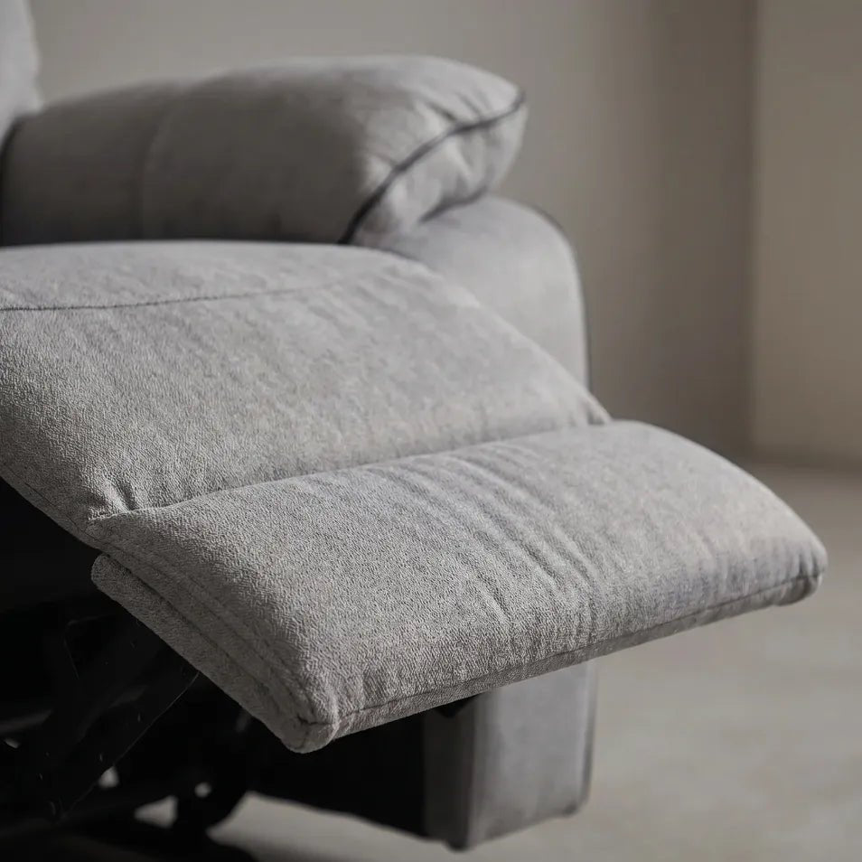 Modern light grey fabric reclining armchair