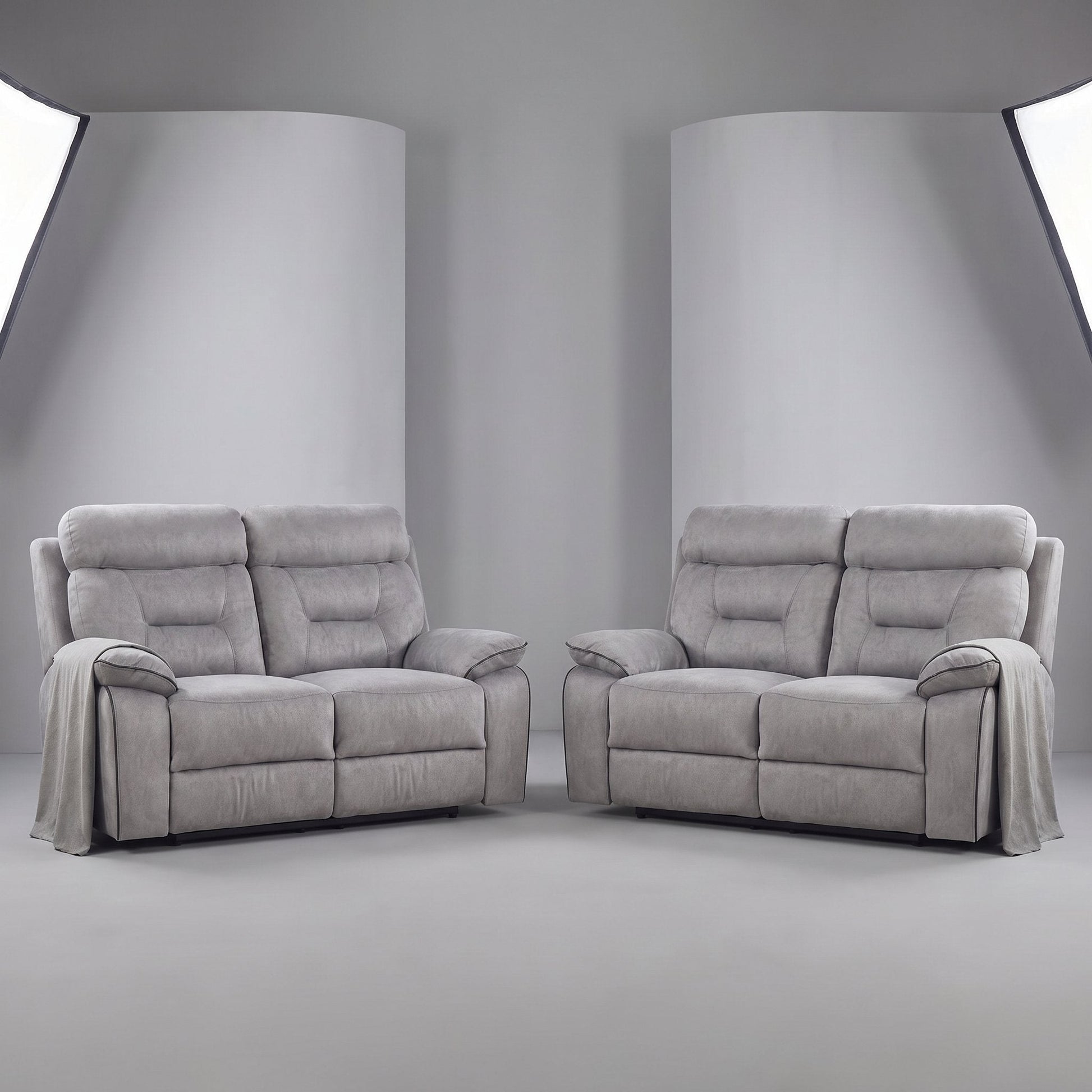 Foster Light Grey Fabric Recliner 2+2 Sofa Set - Furniture Instore