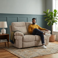 Tanya Beige Fabric Electric Recliner 2 Seater Sofa