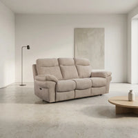 Tanya Beige Fabric Electric Recliner 3 Seater Sofa