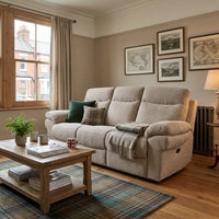 Tanya Beige Fabric Electric Recliner 3 Seater Sofa