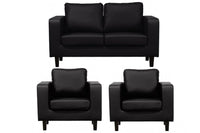 Box Black Leather 2+1+1 Seater Sofa Set