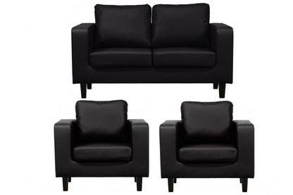 Box Black Leather 2+1+1 Seater Sofa Set