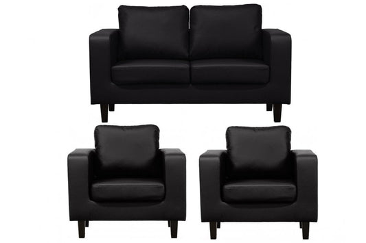 Box Black Leather 2+1+1 Seater Sofa Set