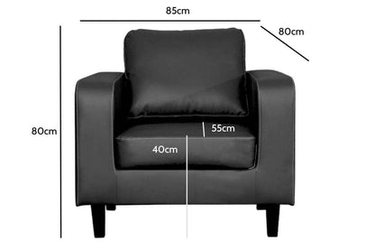 Box Black Leather 2+1+1 Seater Sofa Set