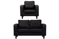 Box Black Leather 2+1 Seater Sofa Set