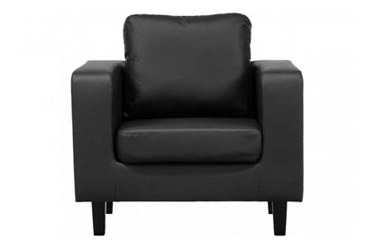 Box Black Leather 2+1 Seater Sofa Set