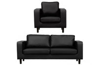 Box Black Leather 3+1 Seater Sofa Set
