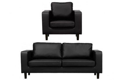 Box Black Leather 3+1 Seater Sofa Set