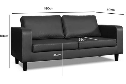 Box Black Leather 3+1 Seater Sofa Set