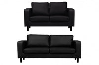 Box Black Leather 3+2 Seater Sofa Set