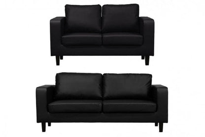 Box Black Leather 3+2 Seater Sofa Set
