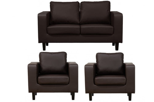 Box Brown Leather 2+1+1 Seater Sofa Set
