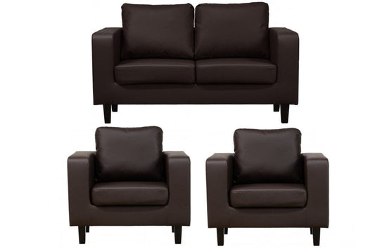 Box Brown Leather 2+1+1 Seater Sofa Set