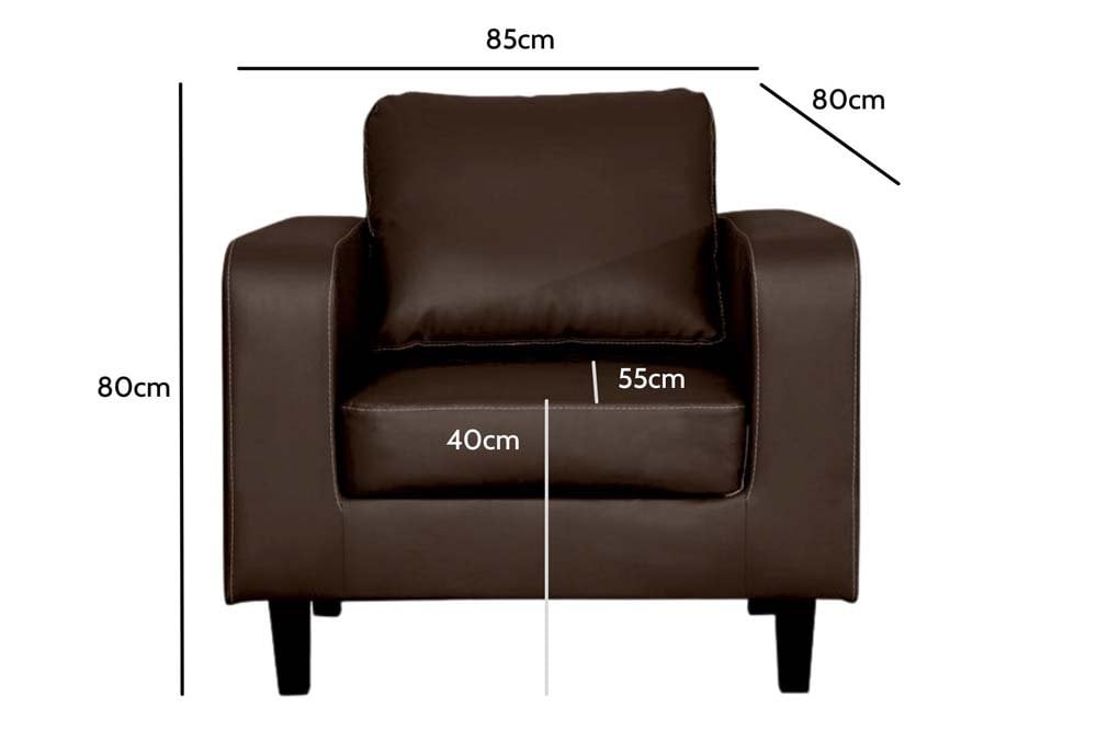 Box Brown Leather 2+1+1 Seater Sofa Set