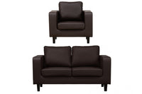Box Brown Leather 2+1 Seater Sofa Set