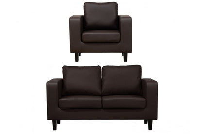 Box Brown Leather 2+1 Seater Sofa Set