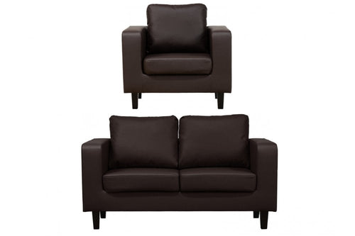 Box Brown Leather 2+1 Seater Sofa Set