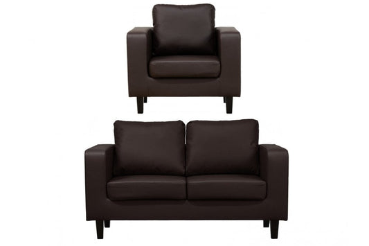 Box Brown Leather 2+1 Seater Sofa Set